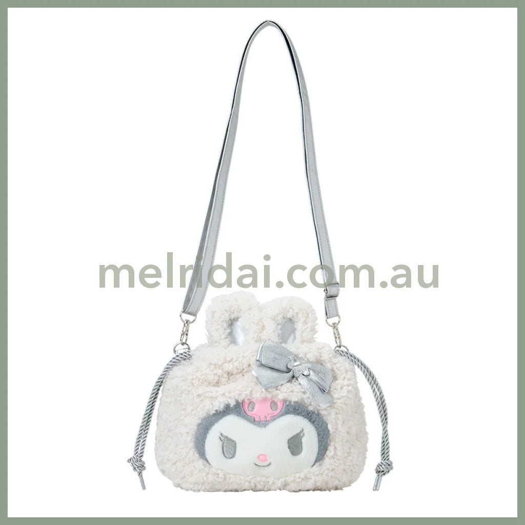 Sanrio | Kuromi 2Way Drawstring Shoulder Bag 28×8×25Cm (Fluffy Snow Rabbit)