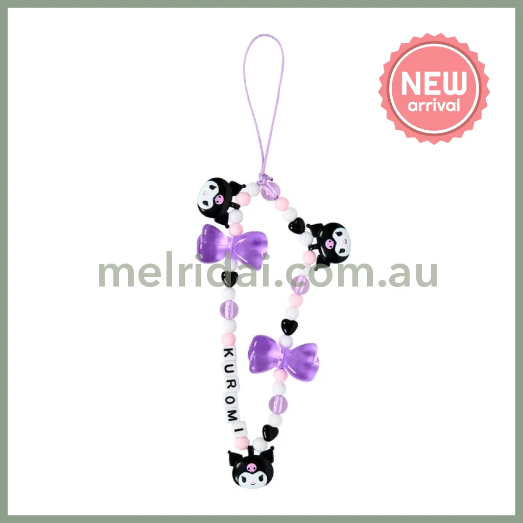 SANRIO | Kuromi Bead Strap with Mascot Phone Strap 50×8×160mm (Ribbon)