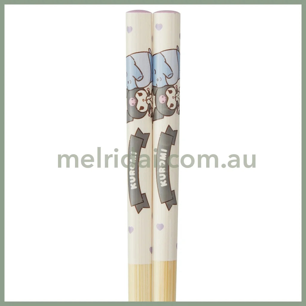 SANRIO | Kuromi Ceramic Bowl 600ml and Bamboo chopsticks Set 21cm (Bowl - Dishwasher Safe)