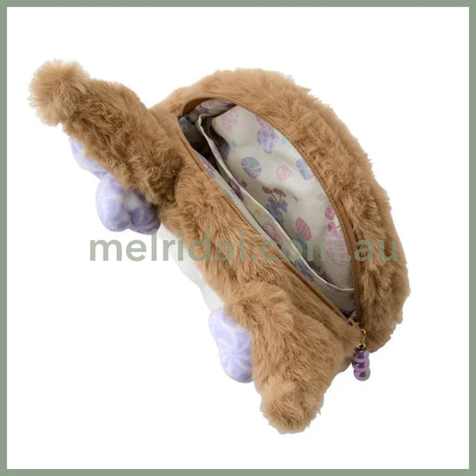 SANRIO | Kuromi Fluffy Face-Shaped Pouch 21.4 x 14.0 x 7.1cm (Nagomi Pastel)