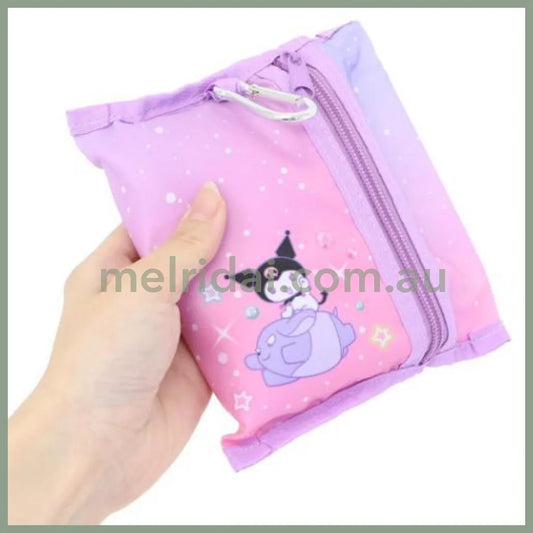 SANRIO | Kuromi Foldable Tote Bag With Pouch Carabiner (Heart pounding Memories Heisei Retro)
