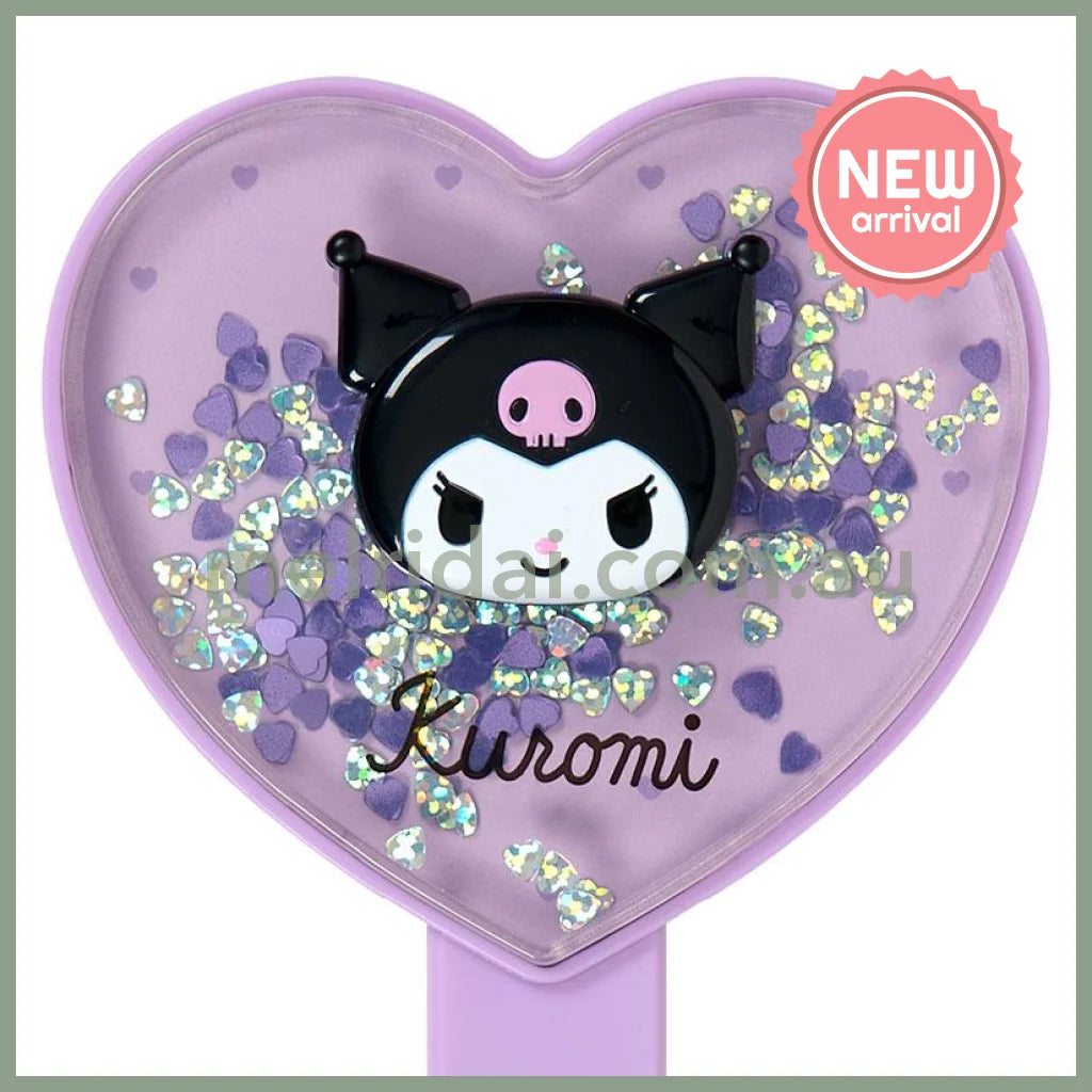 SANRIO | Kuromi Hand Mirror 100×15×155mm (Sparkling Sequins Heart Shaped)