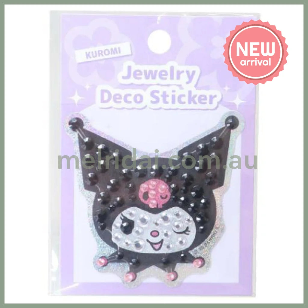 SANRIO | Kuromi Jewelry Deco Sticker 65×73×5mm (Gogo Gal Collection Glitter Face)