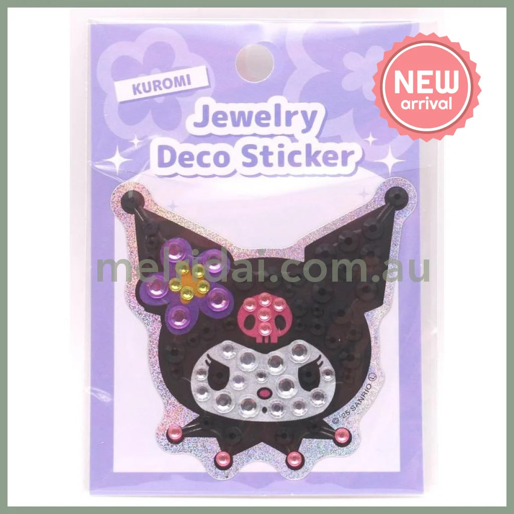 SANRIO | Kuromi Jewelry Deco Sticker 65×73×5mm (Gogo Gal Collection Glitter Face Y2K)