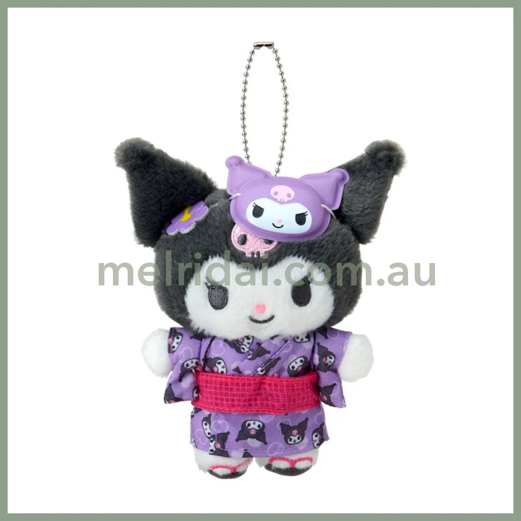 SANRIO | Kuromi Mascot Holder Plush Keychain Bag Charm 10.5×6.5×14.5cm (Summer Festival Character!)