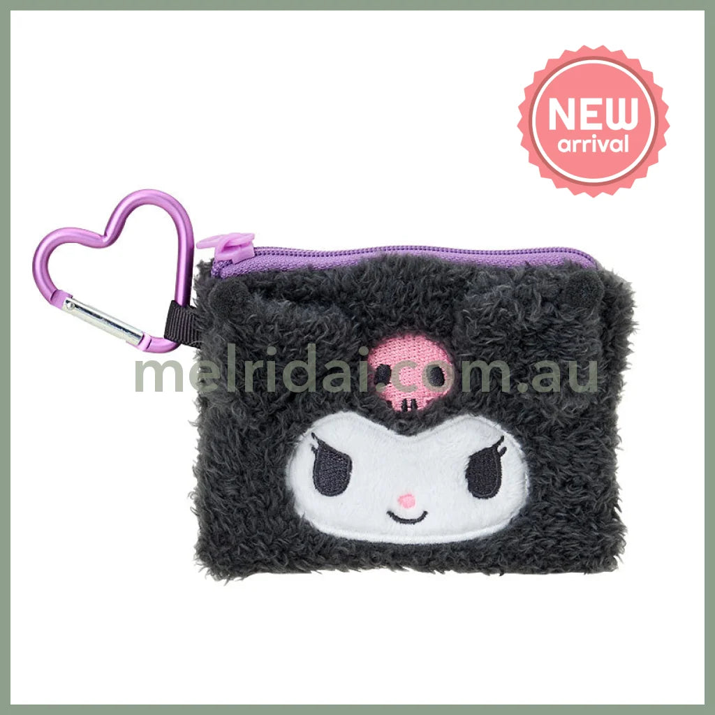 SANRIO | Kuromi Mascot Mini Pouch with Carabiner 110×15×85mm (Fluffy Face)