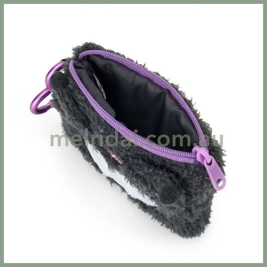 SANRIO | Kuromi Mascot Mini Pouch with Carabiner 110×15×85mm (Fluffy Face)