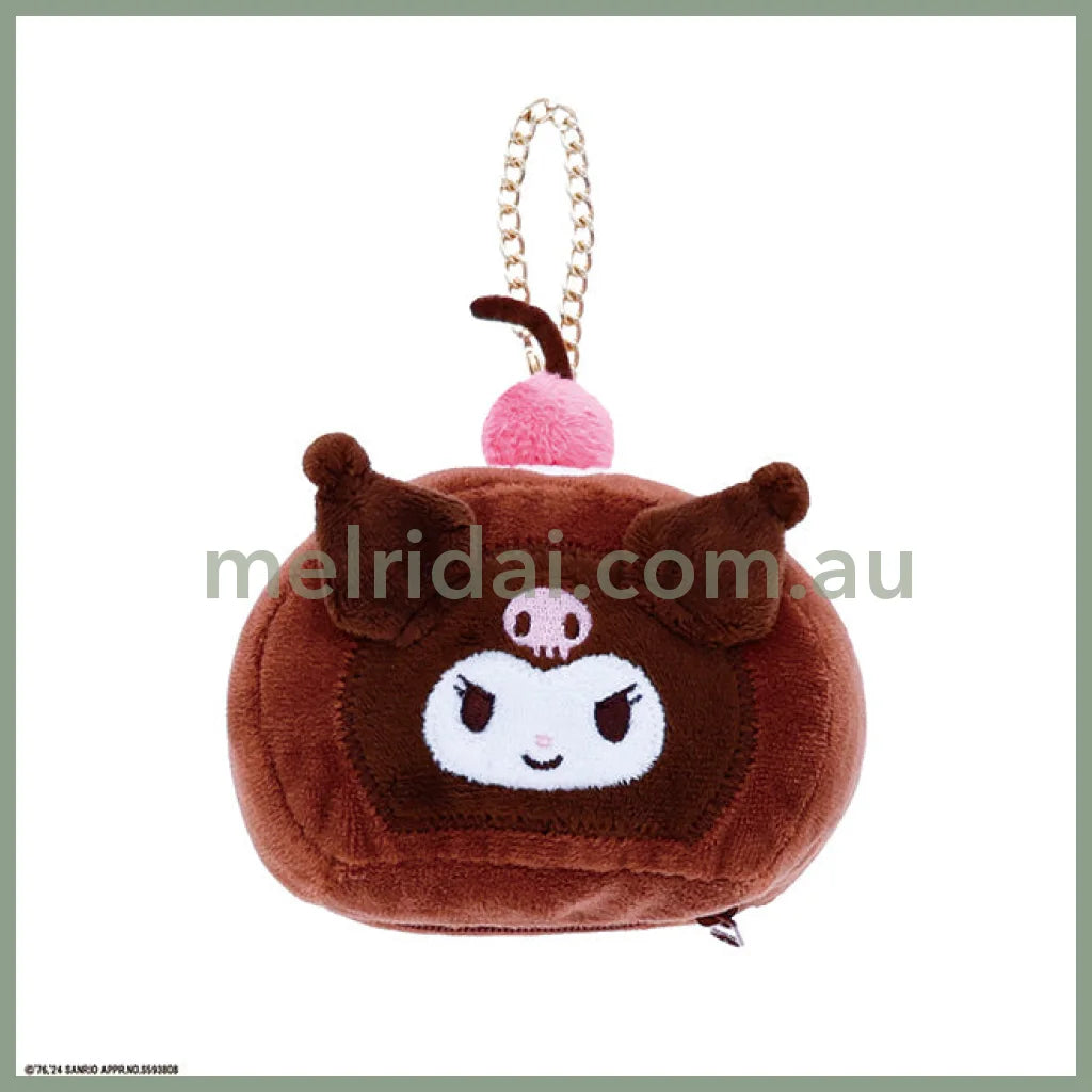 SANRIO | Kuromi Mini Pouch Die-Cut Pouch Bag Charm Keychain H18 x W11 x D8cm (Roll Cake)