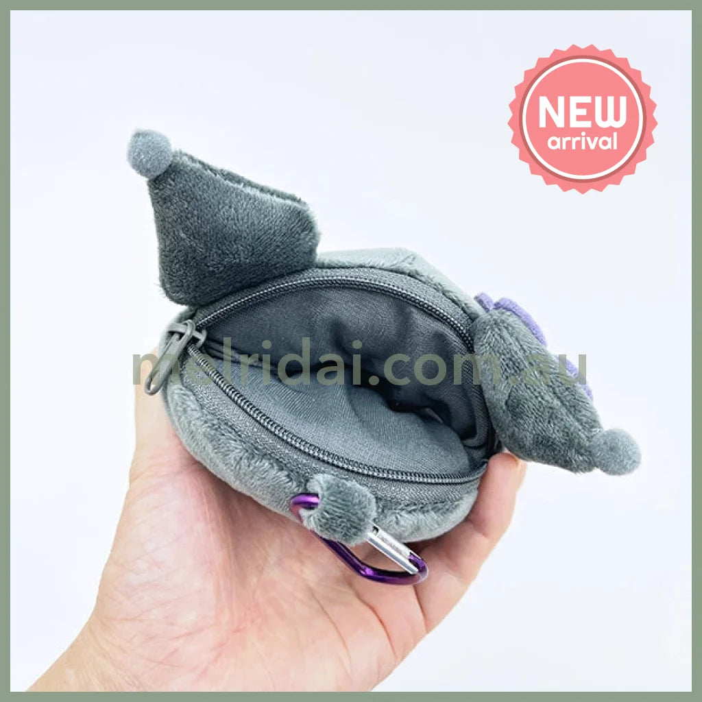 SANRIO | Kuromi Mini Pouch with Carabiner Bag Charm Plush keychain 185x120x55mm (Y2K)