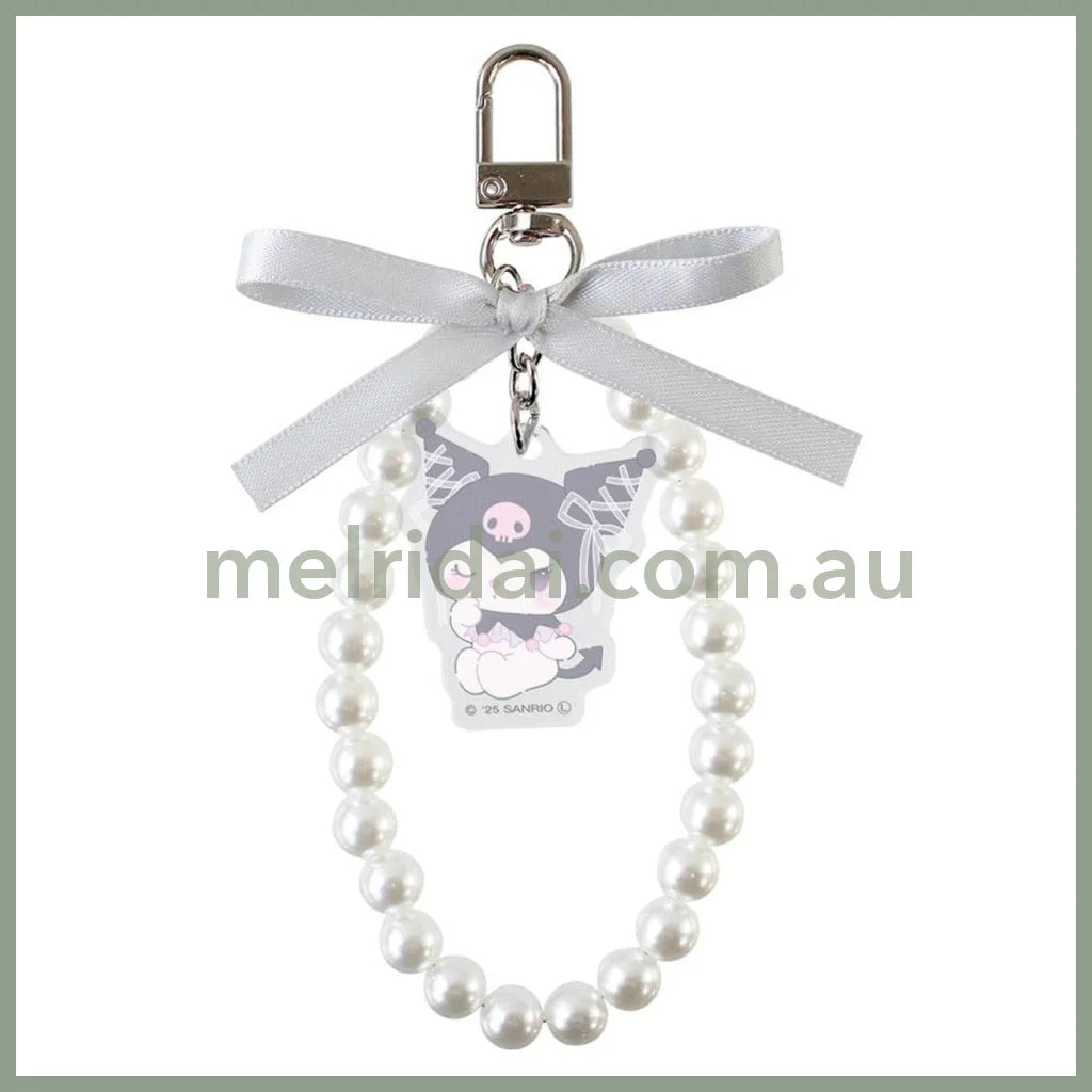 SANRIO | Kuromi Ribbon Pearl Keychain Phone Strap 9 x 82 x 157mm (Ballet Core)