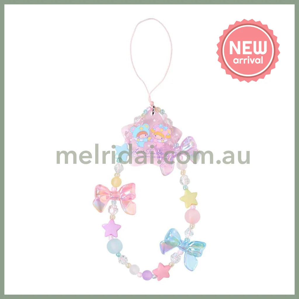 SANRIO | Little Twin Stars Beaded Hand Strap Phone Charm 80×12×125mm (Starry Sky Angel 50th Anniversary)