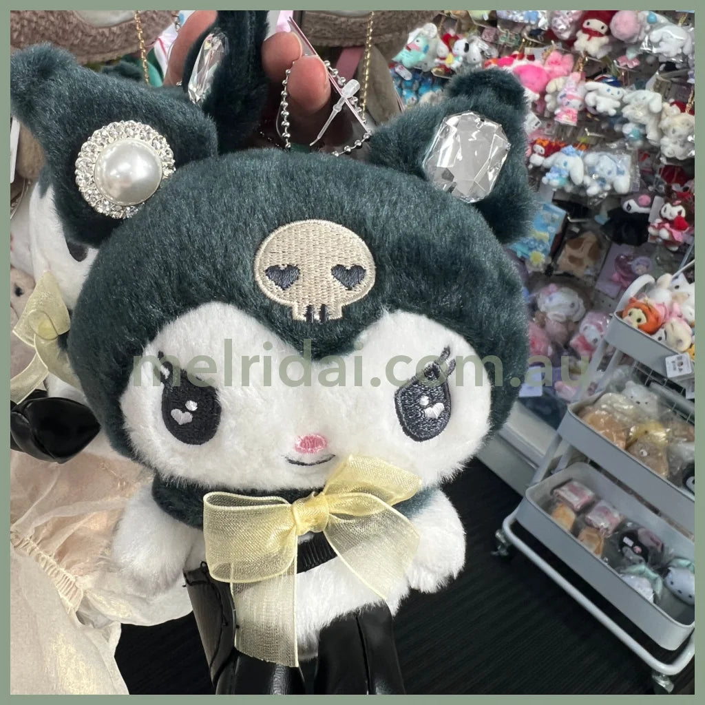Sanrio | Mascot Holder H13.5×W12.5×D5Cm (Kuromi French Girly) 日本三丽鸥 库洛米毛绒玩偶挂件/包挂/钥匙链(少女系列)