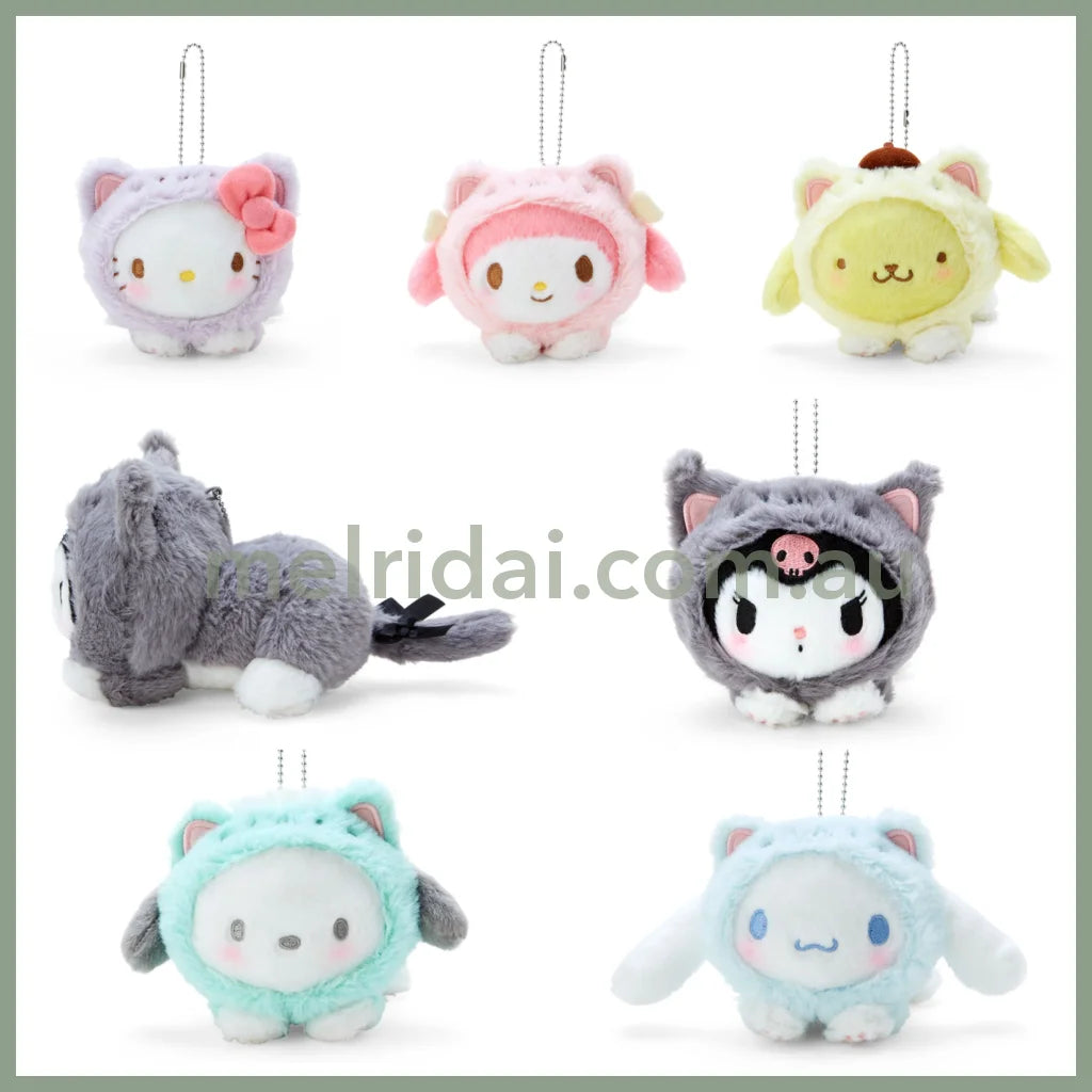 Sanrio | Mascot Holder (Love Neko Series) 10×17×9.5Cm 日本三丽鸥 趴趴毛绒玩偶挂件/包挂/钥匙链(变装猫咪日)