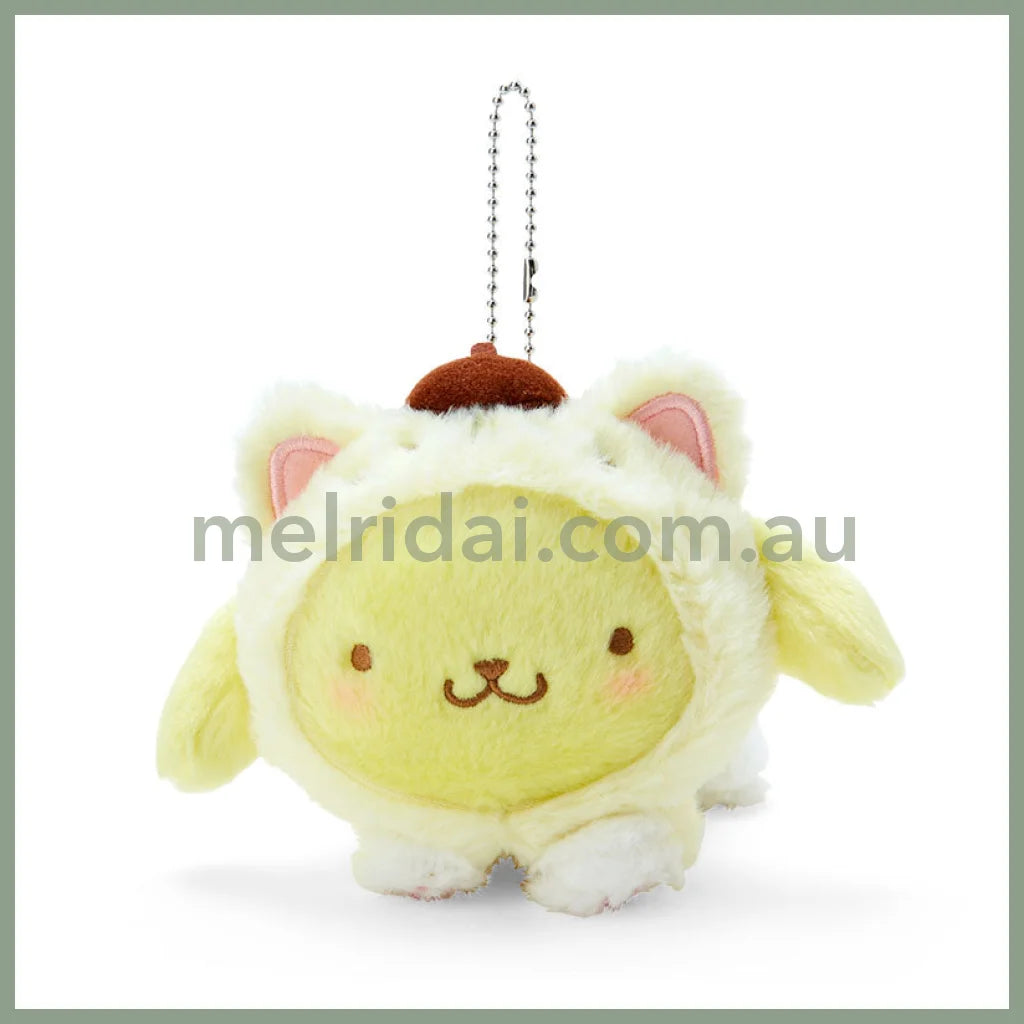 Sanrio | Mascot Holder (Love Neko Series) 10×17×9.5Cm 日本三丽鸥 趴趴毛绒玩偶挂件/包挂/钥匙链(变装猫咪日) 布丁狗Pom Pom Purin