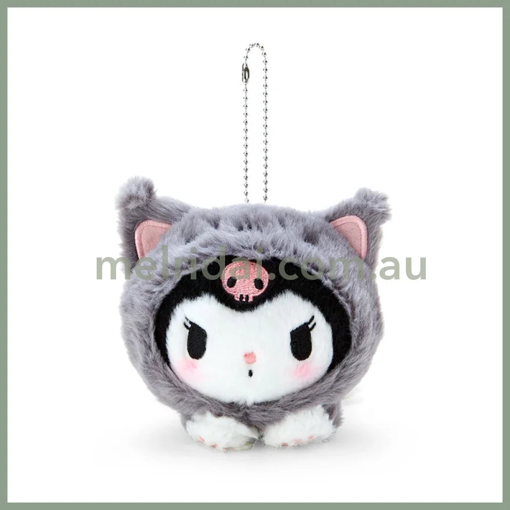 Sanrio | Mascot Holder (Love Neko Series) 10×17×9.5Cm 日本三丽鸥 趴趴毛绒玩偶挂件/包挂/钥匙链(变装猫咪日) 库洛米Kuromi