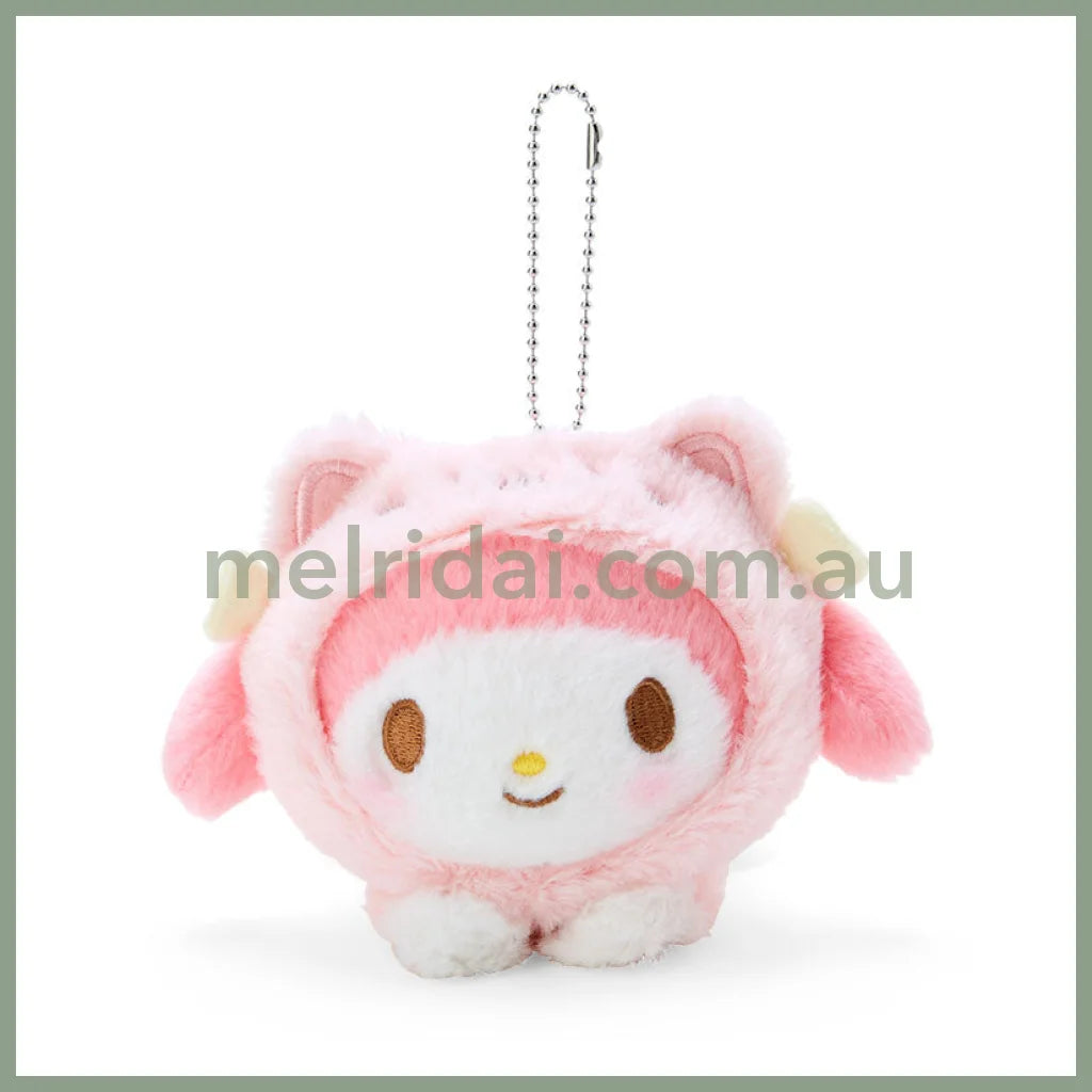 Sanrio | Mascot Holder (Love Neko Series) 10×17×9.5Cm 日本三丽鸥 趴趴毛绒玩偶挂件/包挂/钥匙链(变装猫咪日) 美乐蒂My Melody