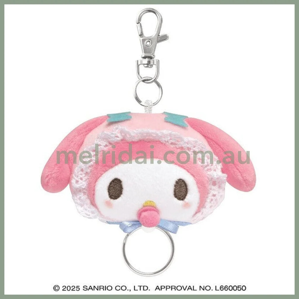 SANRIO | My Melody Face Shape Mascot Holder Plush Keychain Bag Charm with Reel H130×W120×D40mm (Baby)