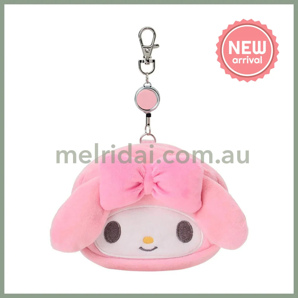 SANRIO | My Melody Face-shaped Pass Case & Pouch Keychain With Reel 140×50×120mm