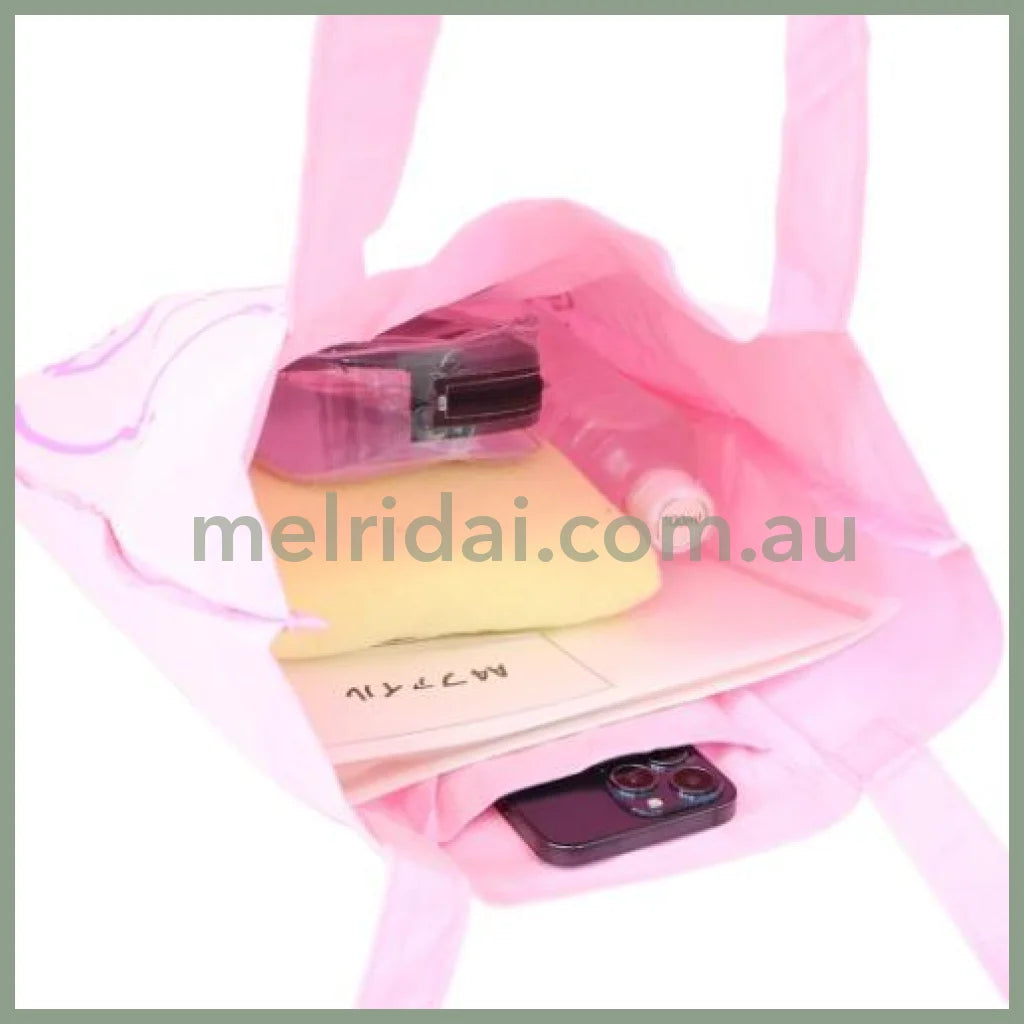 SANRIO | My Melody Foldable Tote Bag With Pouch Carabiner (Heart pounding Memories Heisei Retro)
