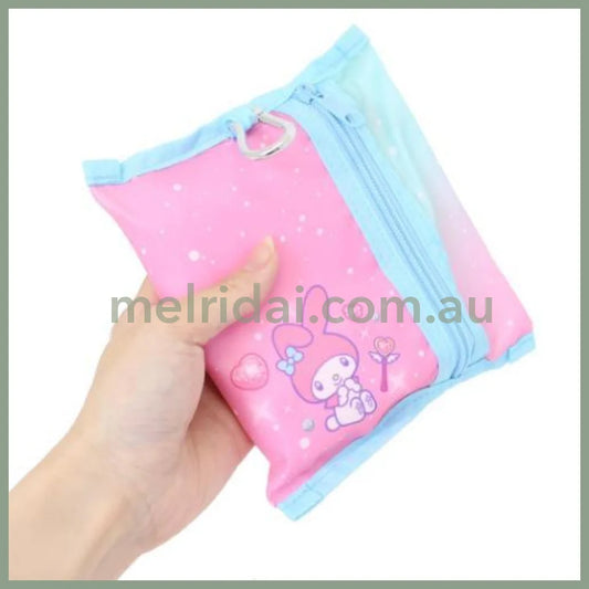 SANRIO | My Melody Foldable Tote Bag With Pouch Carabiner (Heart pounding Memories Heisei Retro)