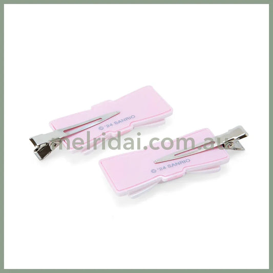 SANRIO | My Melody Hair Clip 2pcs Set 5 x 2 x 1cm (Quilt Ribbon)