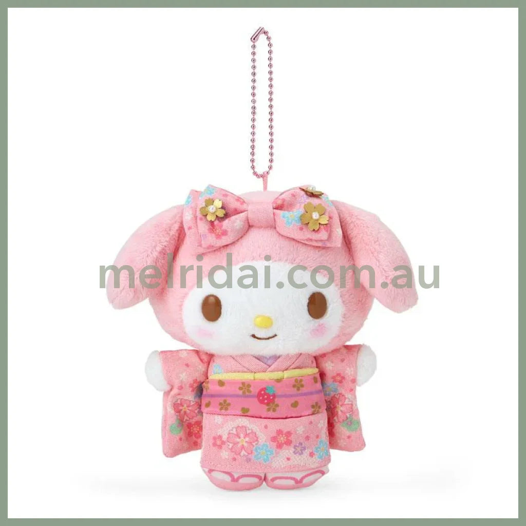 Sanrio | My Melody Mascot Holder Plush Keychain 14×7×15Cm (Kimono/ Sakura 2024)