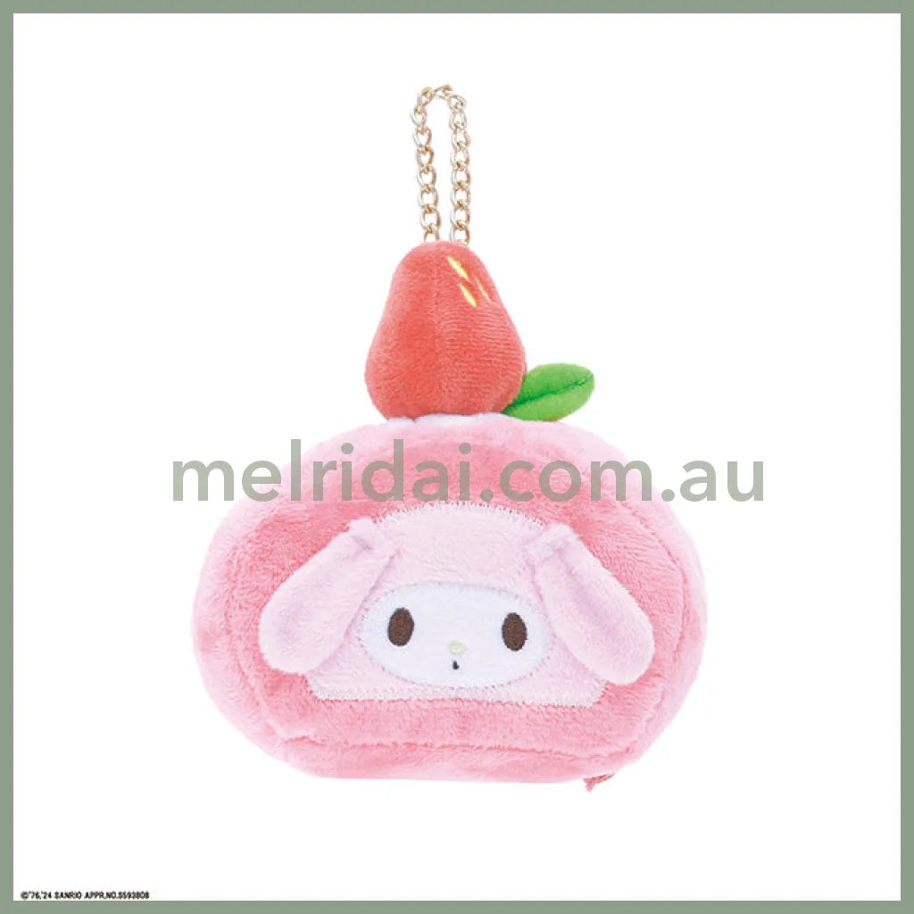 SANRIO | My Melody Mini Pouch Die-Cut Pouch Bag Charm Keychain H7 x W10 x D5.5cm (Roll Cake)