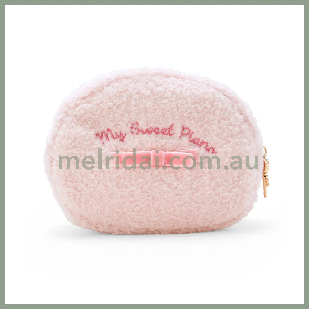 Sanrio | My Sweet Face-Shaped Pouch 15×7×12Cm (My Little Treasure) 日本三丽鸥 毛绒收纳包/手拿包/相机包/背后刺绣(小羊必爱诺生日)