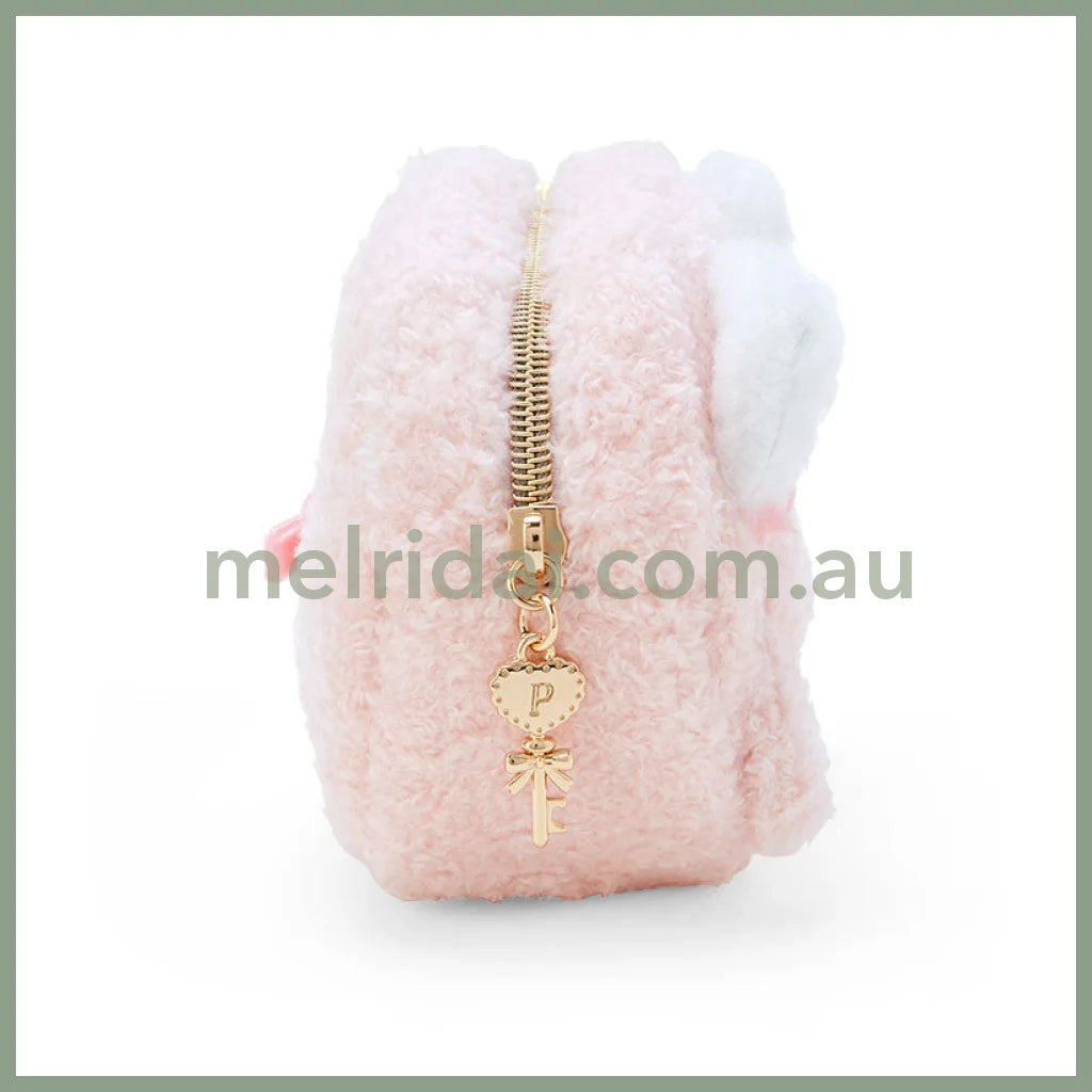 Sanrio | My Sweet Face-Shaped Pouch 15×7×12Cm (My Little Treasure) 日本三丽鸥 毛绒收纳包/手拿包/相机包/背后刺绣(小羊必爱诺生日)