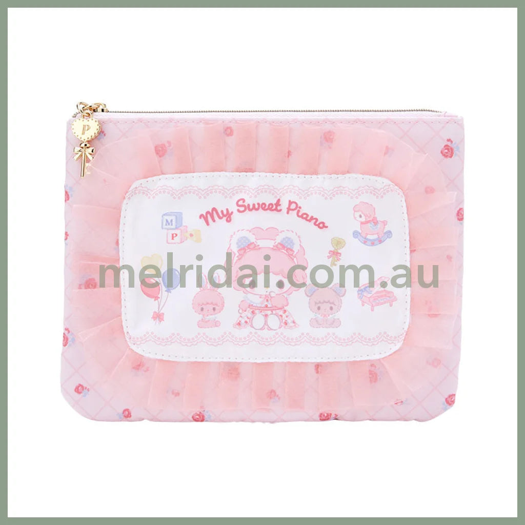 Sanrio | My Sweet Piano Flat Pouch 19.5×1×15Cm (My Little Treasure) 日本三丽鸥 花边小包/收纳包/手拿包(小羊必爱诺生日)