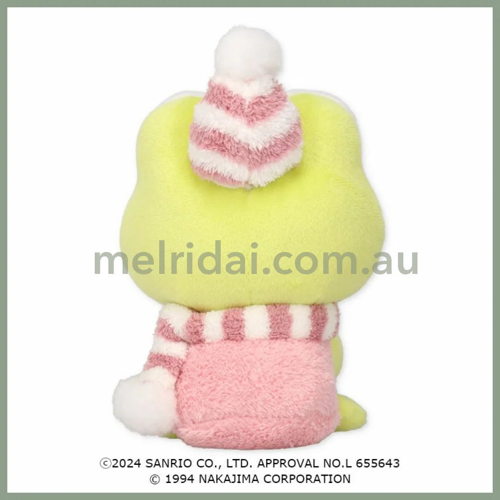 Sanrio × Pickles the Frog | Keroppi & Pickles Plush Toy Doll 16×12×11cm (Hug Snowman Frog Pickles)