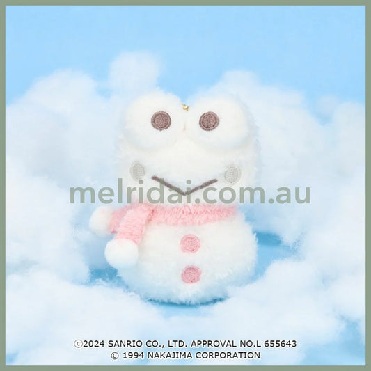 Sanrio × Pickles the Frog | Mascot Holder Plush Keychain 8.5×6×4.5cm (Keroppi Snowman)