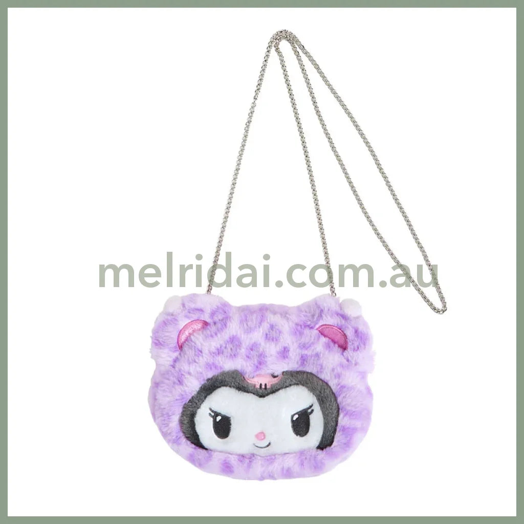 Sanrio | Plush Face-Shaped 2Way Pochette Shoulder Bag 19×6×15Cm (Gal Kuma) 库洛米Kuromi