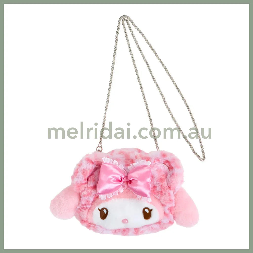 Sanrio | Plush Face-Shaped 2Way Pochette Shoulder Bag 19×6×15Cm (Gal Kuma) 美乐蒂My Melody