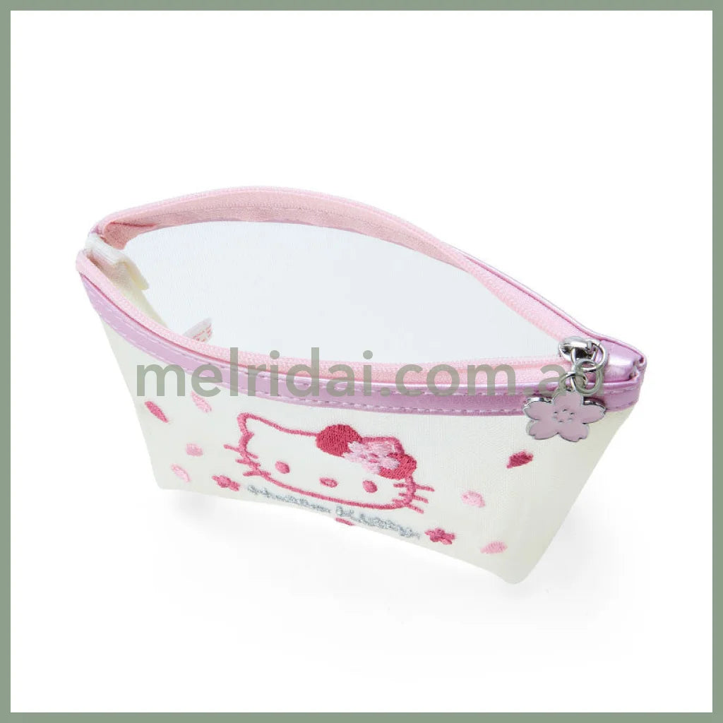 Sanrio | Pochette Mesh Pouch 5 X 15 9 Cm (Sakura Series) 日本三丽鸥 刺绣透明网纱零钱包/小包/收纳包(樱花系列)