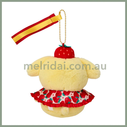 SANRIO | Pom Pom Purin Mascot Holder Plush Keychain W11×D7×H15.5cm (Strawberry News 50th Anniversary)