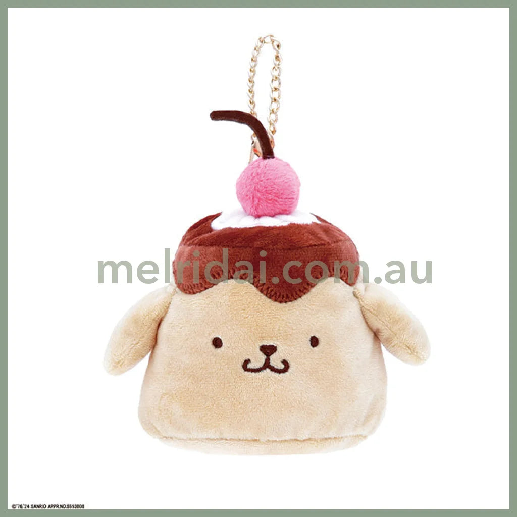 SANRIO | Pompompurin Pom Pom Purin Mini Pouch Die-Cut Pouch with Bag Charm Keychain H10 x W10 x D10cm (Pudding)