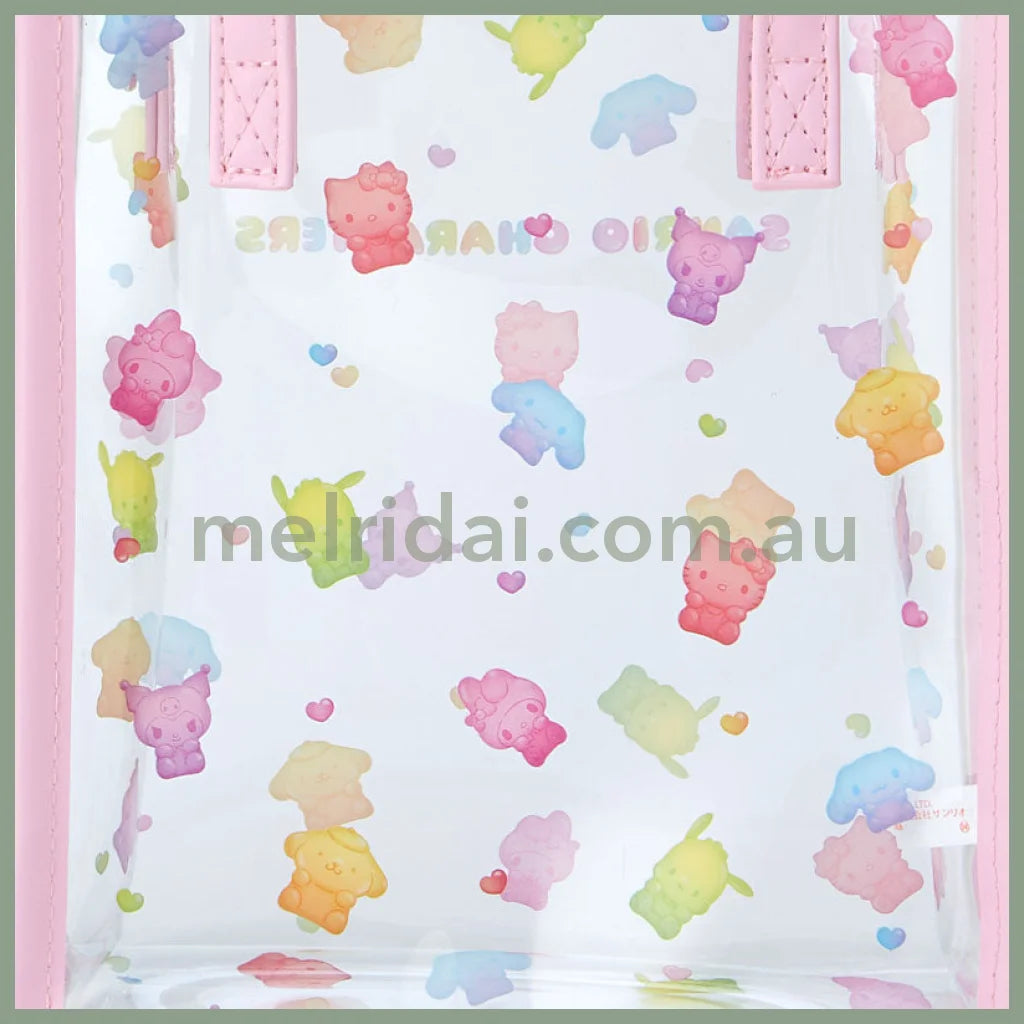 Sanrio | Shoulder Equipped Clear Tote Bag 2Way 18×6×20Cm (Gummy Candy) 日本三丽鸥 2种背法托特包/斜挎包/透明小包(软糖风)