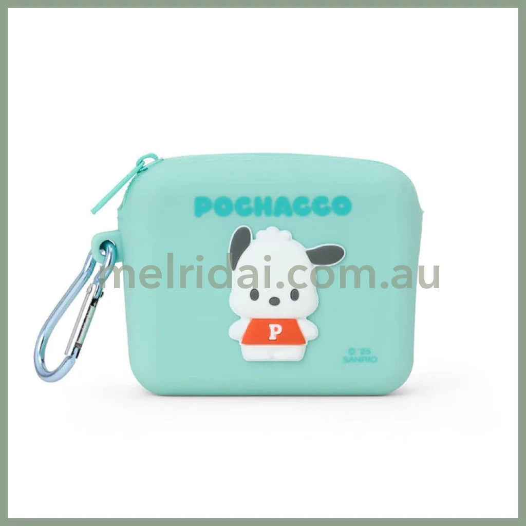 SANRIO | Silicone Material Mini Pouch Accessory Case Cosmetic Pouch Coin Purse 9.1 x 7.4 x 3.2cm (Pochacco)