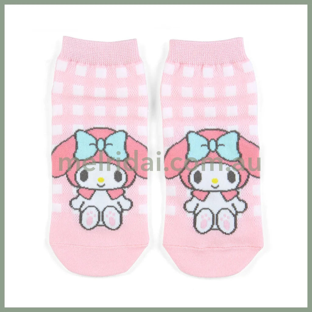 Sanrio | Socks 23 - 25Cm 日本三丽鸥 女款短袜 格纹 美乐蒂My Melody