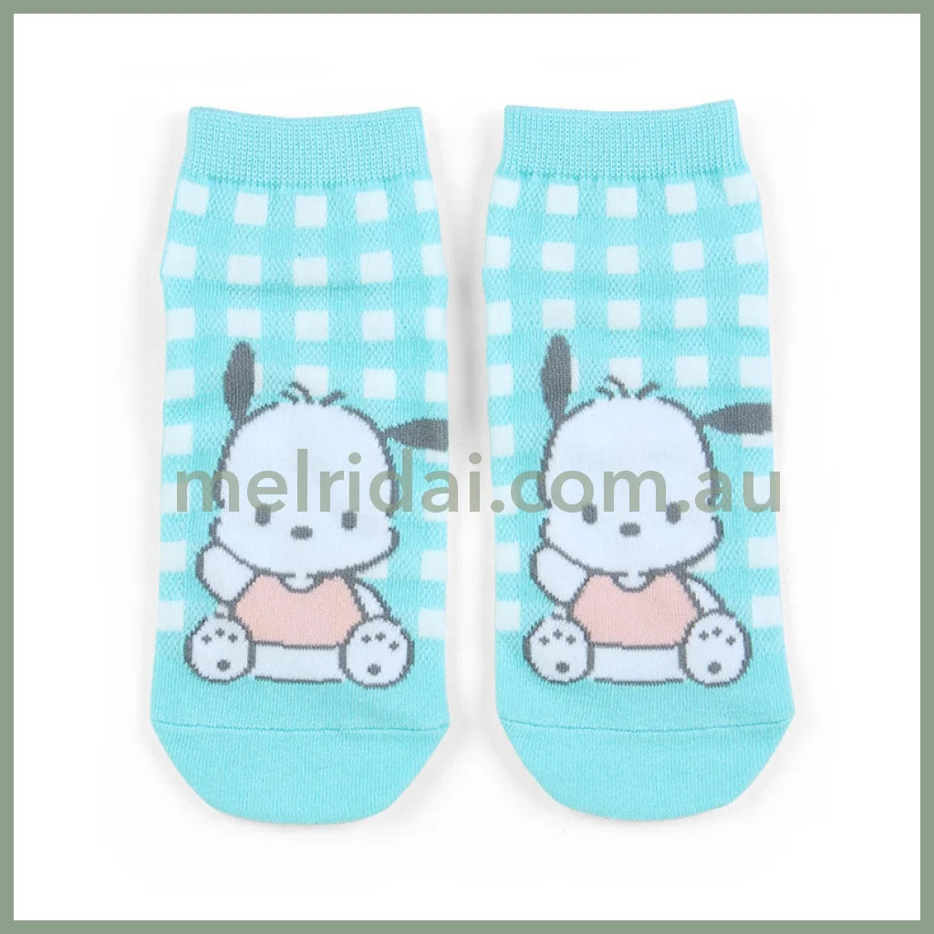 Sanrio | Socks 23 - 25Cm 日本三丽鸥 女款短袜 格纹 帕恰狗Pochacco