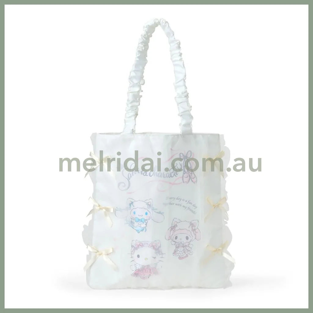 SANRIO | Tote Bag Cinnamoroll & Hello Kitty & My Melody 43.5 x 35.0 x 7.0cm (White Cat Ballerina)