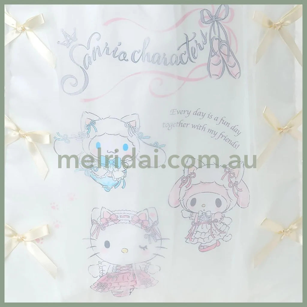 SANRIO | Tote Bag Cinnamoroll & Hello Kitty & My Melody 43.5 x 35.0 x 7.0cm (White Cat Ballerina)
