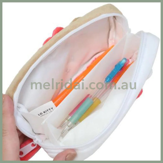 SANRIO | Twin Fluffy Plush Pen Case 19×10×5cm (Hello Kitty & Tiny Chum)