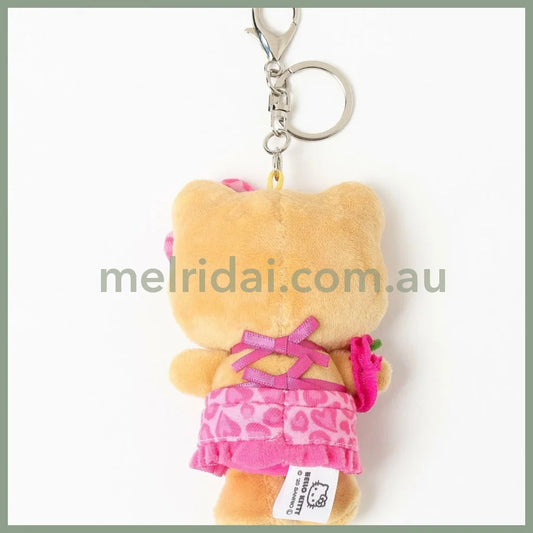 SANRIO x 10C REPIPI | Hello Kitty Mascot Fur Keychain Mascot Holder Bag Charm 100 x 55mm (Swimsuit Tanned)