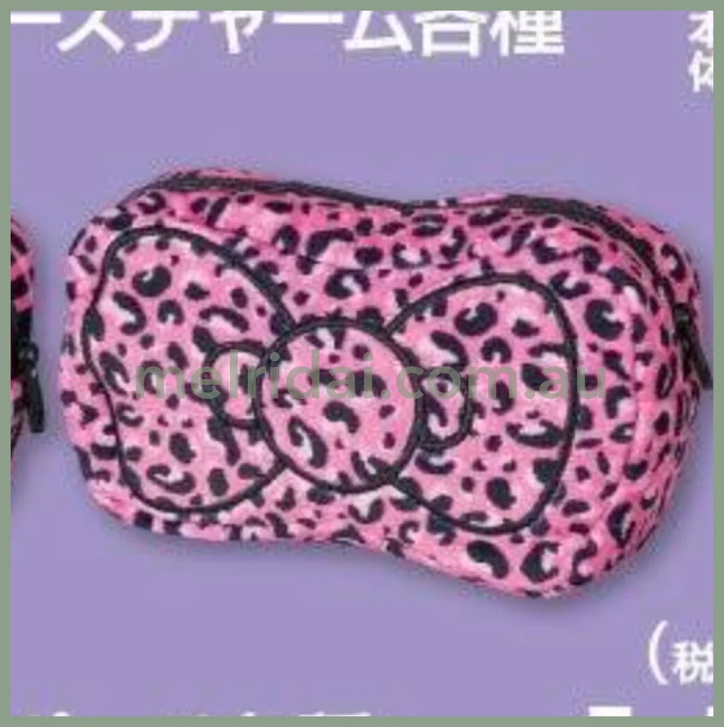Sanrio X Avail | Black Hello Kitty Pouch (Pink Leopard)