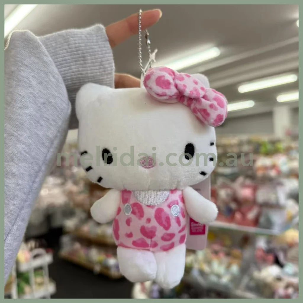 SANRIO x Avail | Hello Kitty 50th Anniversary Mascot Holder Plush Keychain 14 x 12cm (Leopard - Pink)