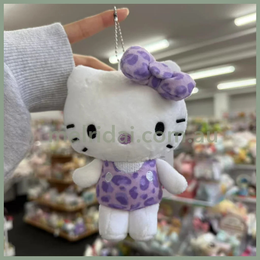 SANRIO x Avail | Hello Kitty 50th Anniversary Mascot Holder Plush Keychain 14 x 12cm (Leopard - Purple)