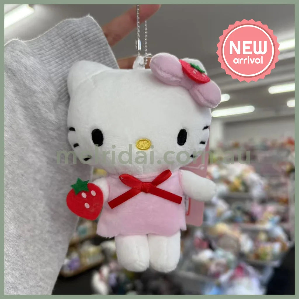 SANRIO x Avail | Hello Kitty 50th Anniversary Mascot Holder Plush Keychain 14 x 12cm (Strawberry)