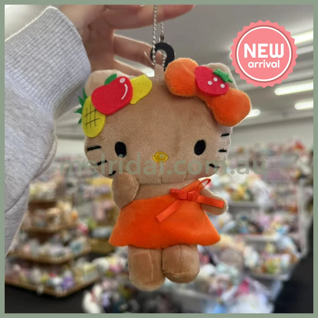 SANRIO x Avail | Tan Hello Kitty 50th Anniversary Mascot Holder Plush Keychain (Fruit)